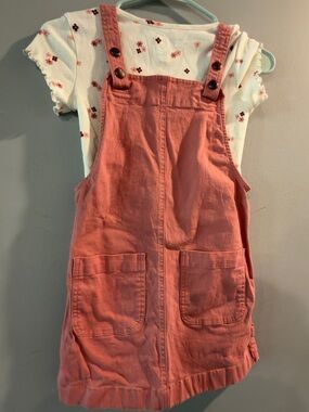 Coral Pink Cotton Pinafore Dress